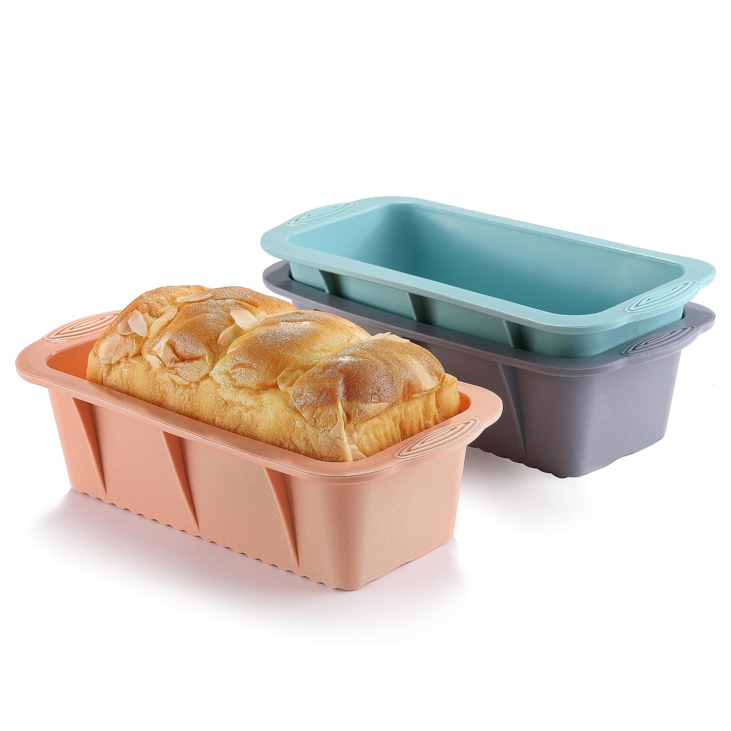 MONGSEW 3PCS Silicone Bread Loaf Pan, Non-Stick Bread Pans for Baking, Easy Release Loaf Pan, Great for Homemade Bread, Cakes, Brownies, Dishwasher Safe (3 Colors, Nesting Design)
