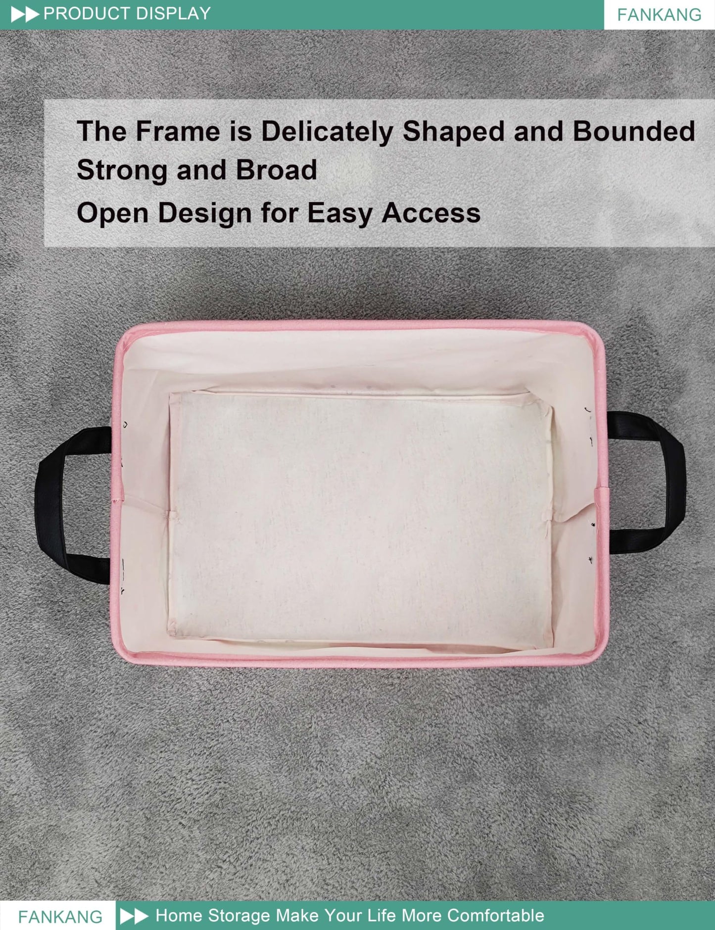 Storage Bins, Nursery Hamper Canvas Laundry Basket Foldable with Waterproof PE Coating Large Storage Baskets for Kids Boys and Girls, Office, Bedroom, Clothes,Toys(Rec-pink cloud ）