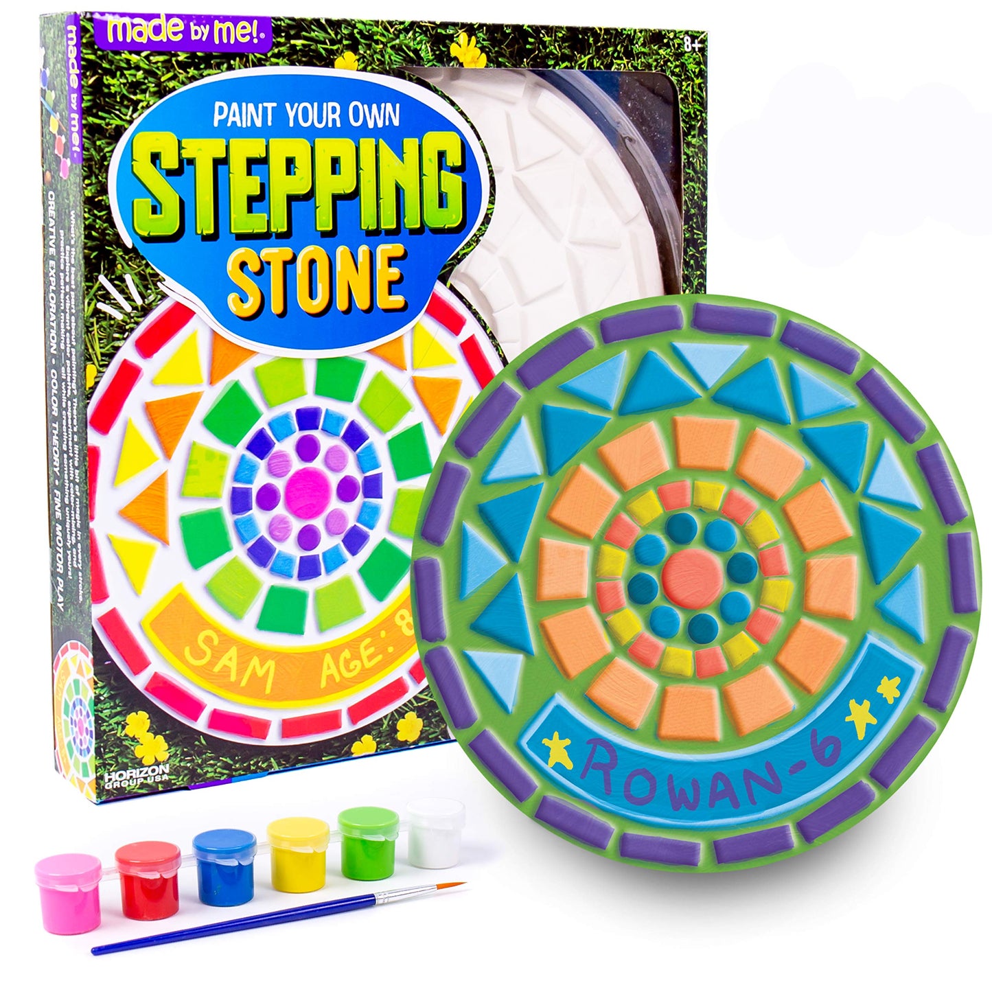 Made By Me Paint Your Own Mosaic Stepping Stone, Custom Name Garden Stone, DIY Stepping Stone Kit, Great Spring & Summer Painting Activity, Arts & Crafts Kit for Kids Ages 5, 6, 7, 8, 9