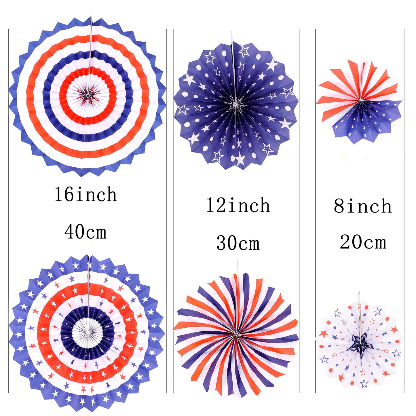Independence Day Party Hanging Paper Fans Decorations -National Day Patriotic American Theme Birthday Party 4th of July Party Ceiling Hangings Photo Booth Backdrops Decorations, 12pc