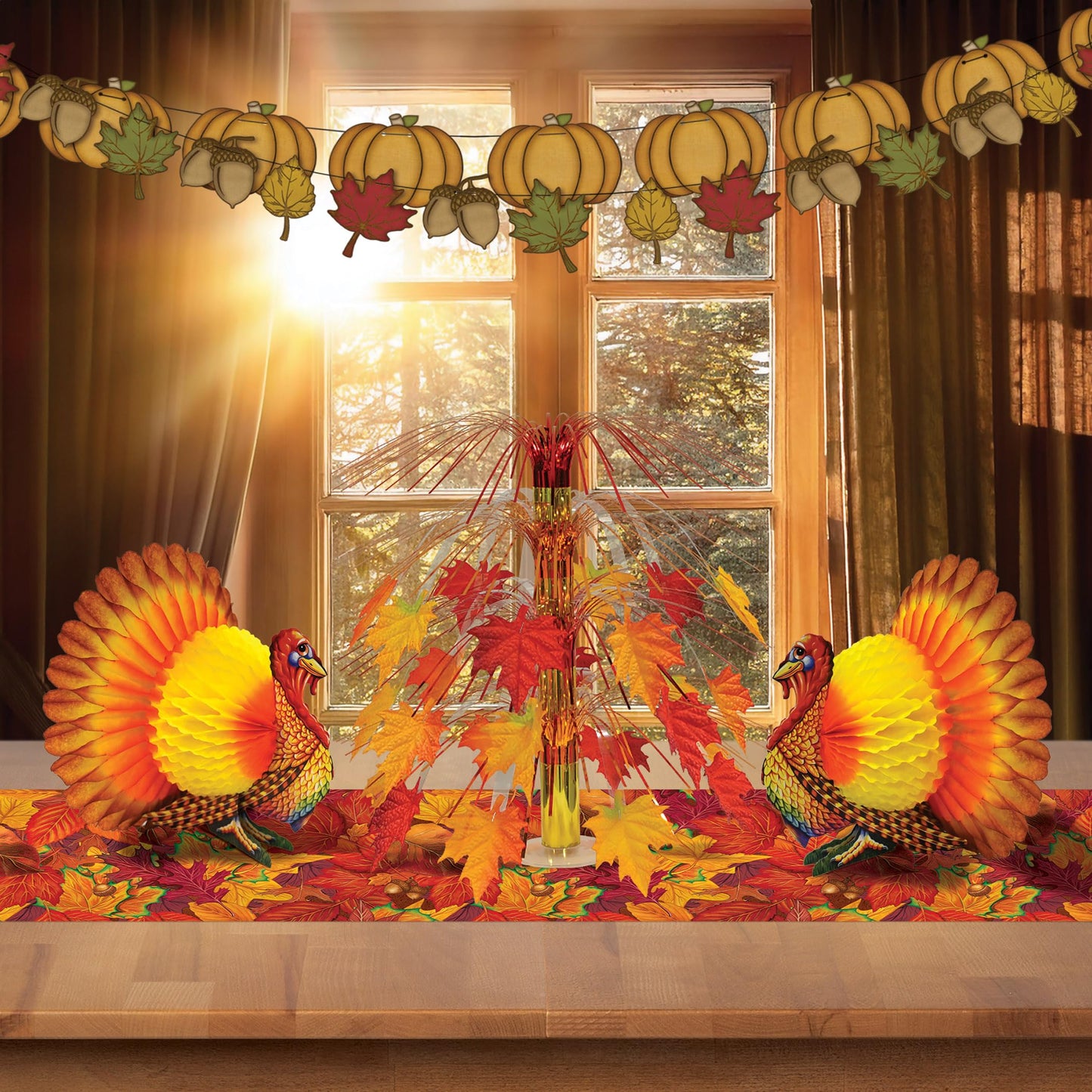 Beistle Colorful Tissue Turkey Centerpiece