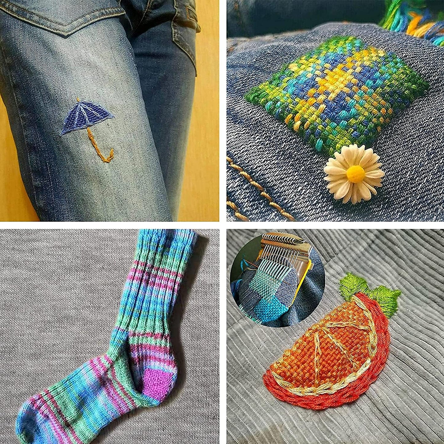 Small Loom Speedweve Type Weave Tool,darning Loom Quickly Mini Mending Convenient Darning Loom for Mending Jeans Socks Clothes Loom Machine Makes Beautiful Stitching Diy Weaving Arts (14 Hooks)