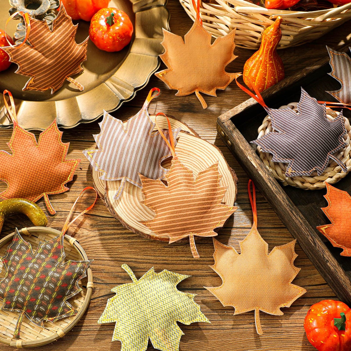 Tudomro 27 Pcs Fall Thanksgiving Maple Leaf Hanging Ornaments Felt 3D Fall Decoration Harvest Fall Leaves Farmhouse Decorations for Tree Festival Party Supplies(Maple Leaf Style)