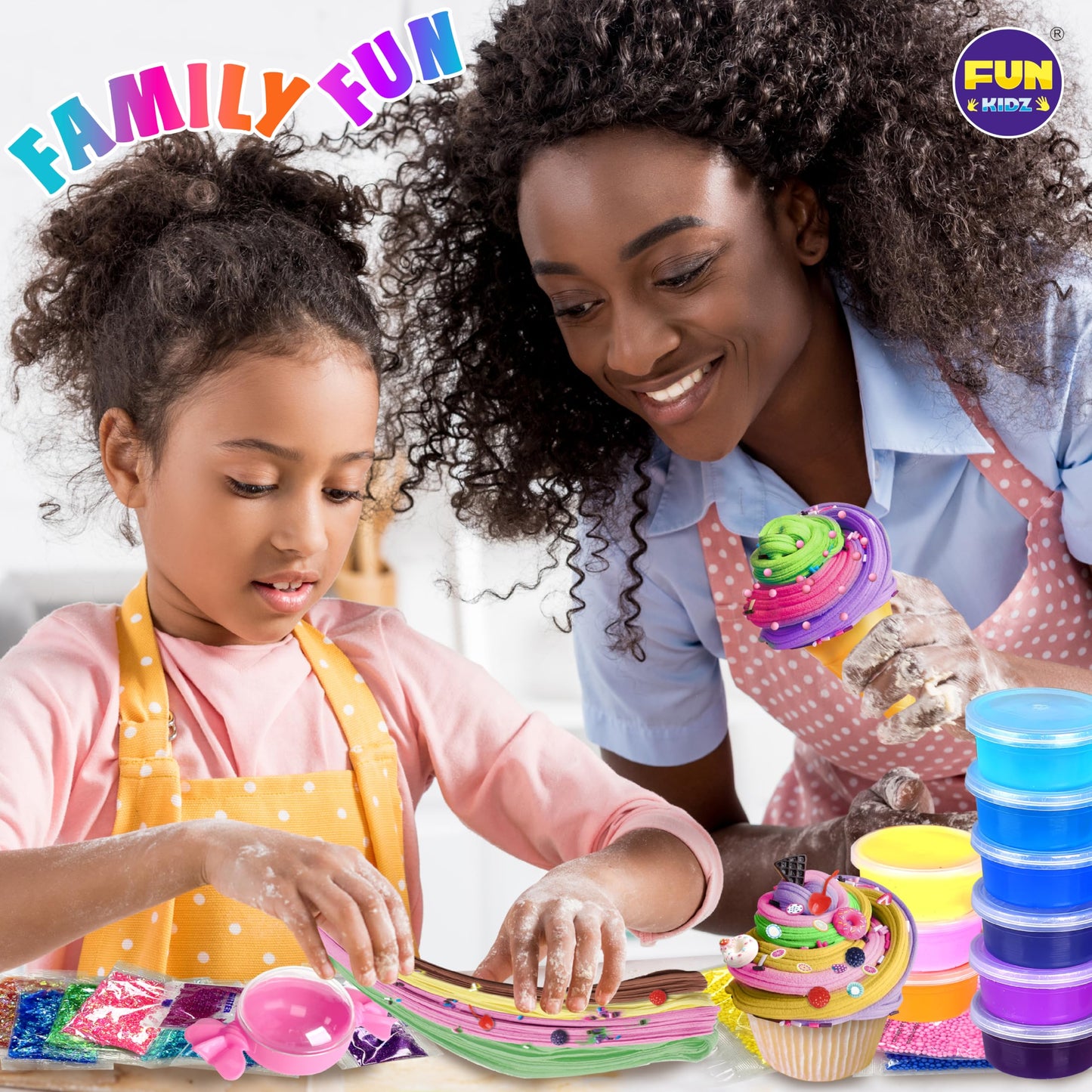 33 Cups Jumbo Slime Kit for Kids, FunKidz Premade Ultimate Slime Pack to DIY Soft, Cloud, Clear, Butter, Glitter, Glow in Dark Slime Making Kit Party Favors Gift Toys for Girls and Boys
