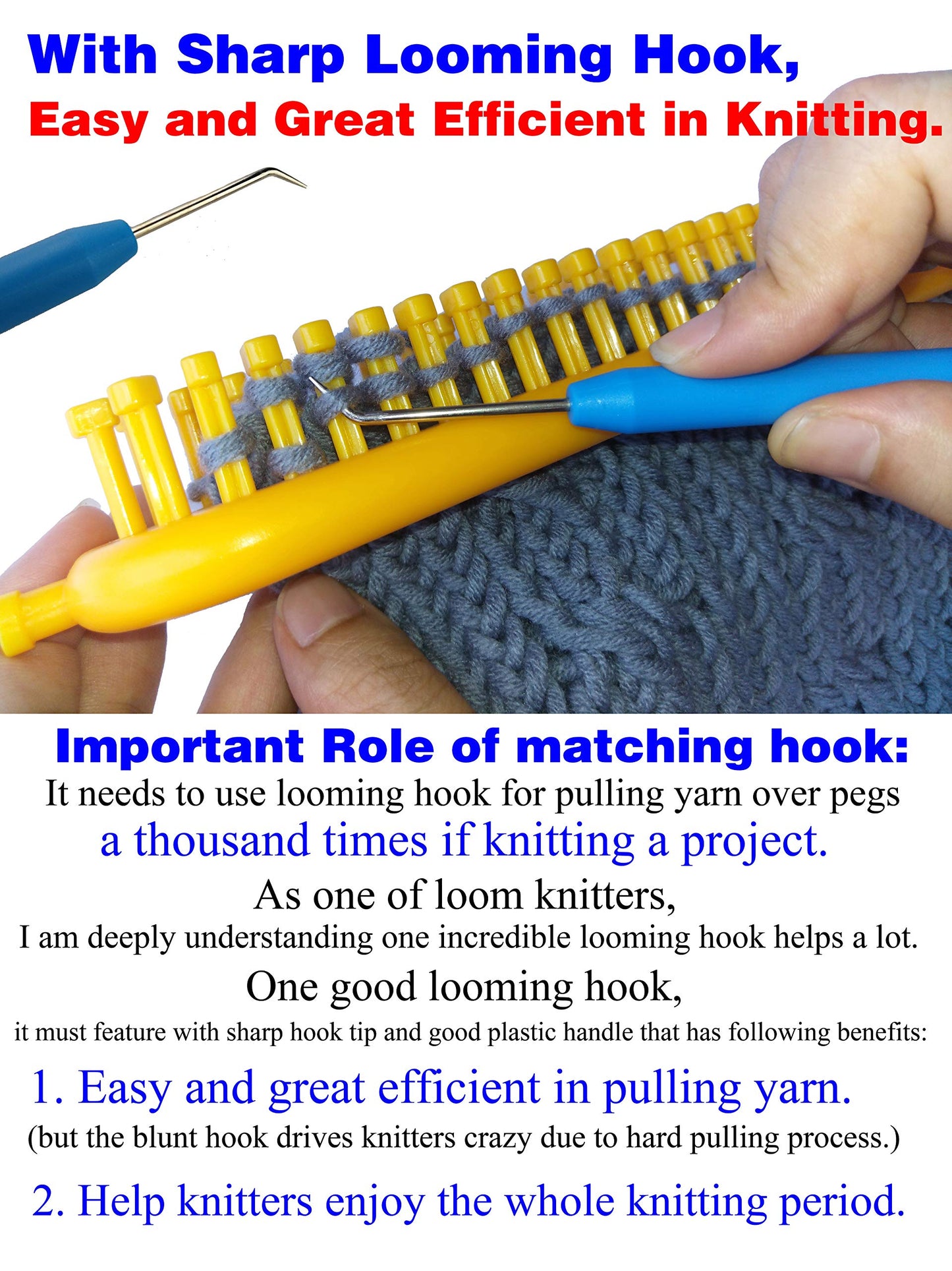 4 Pieces Colorful Knitting Loom Hook Tool Loom Knit Hook Set Looming Hooks Crochet Hooks Sewing Needles Knitting Needles for Knitting Looms Knitting Boards