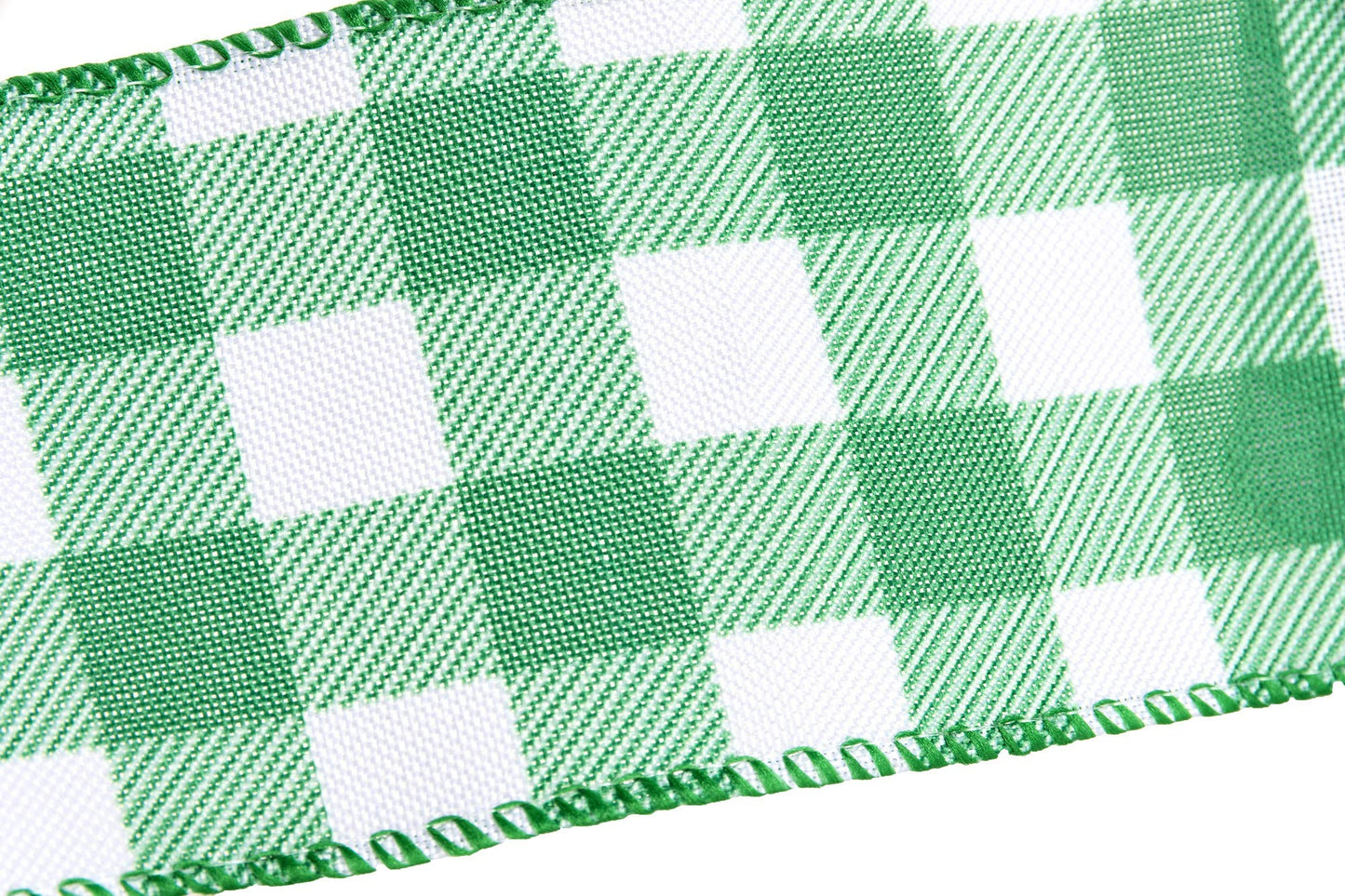 Green and White Buffalo Plaid Ribbon Wired Edge Gingham Ribbon for St Patrick's Day Decoration and Bows Craft,10 Yards by 2.5 Inches