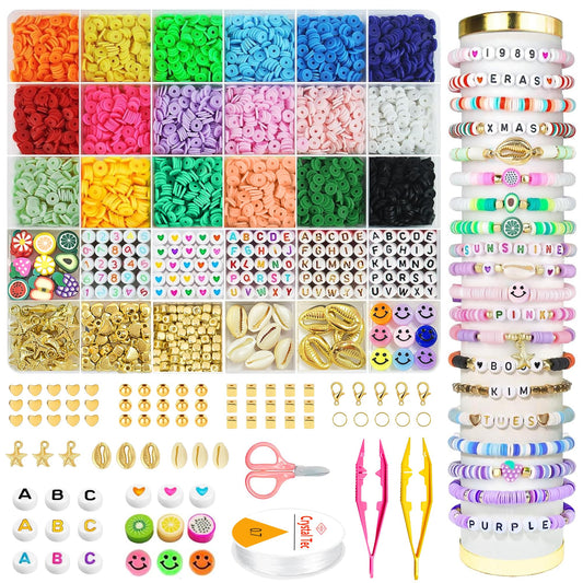 Easter Basket Stuffers for Kids Girls - 5300 Clay Beads Bracelet Making Kit,Arts and Crafts for Kids Ages 8-12,Easter Crafts Games Toys for 3-10 Year Old Birthday Gift,Stuff Supplies