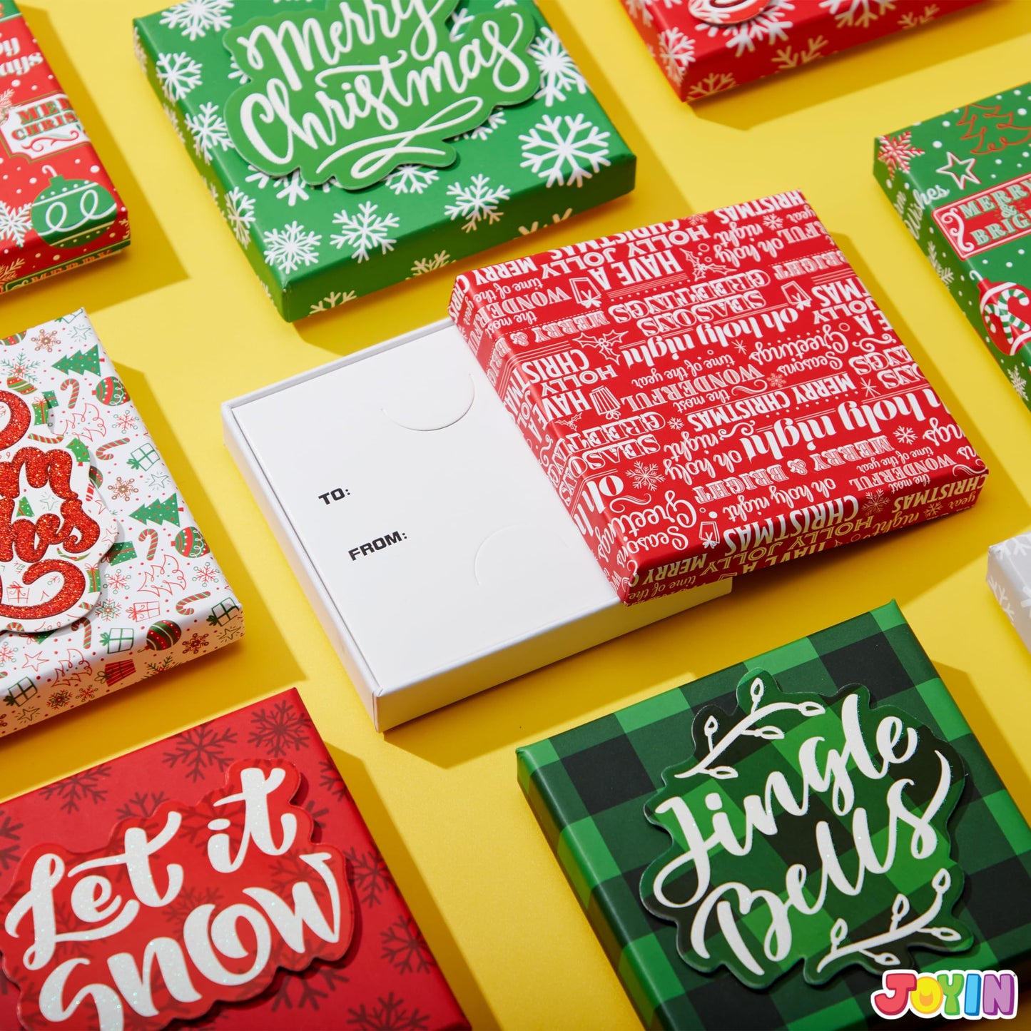JOYIN 9 PCS Christmas Card Holders Gift Boxes, Square Gift Card Boxes for Holiday, Cash Holder Gift Boxes, Christmas Candy Wrapping Paper, Gift Extra-Special