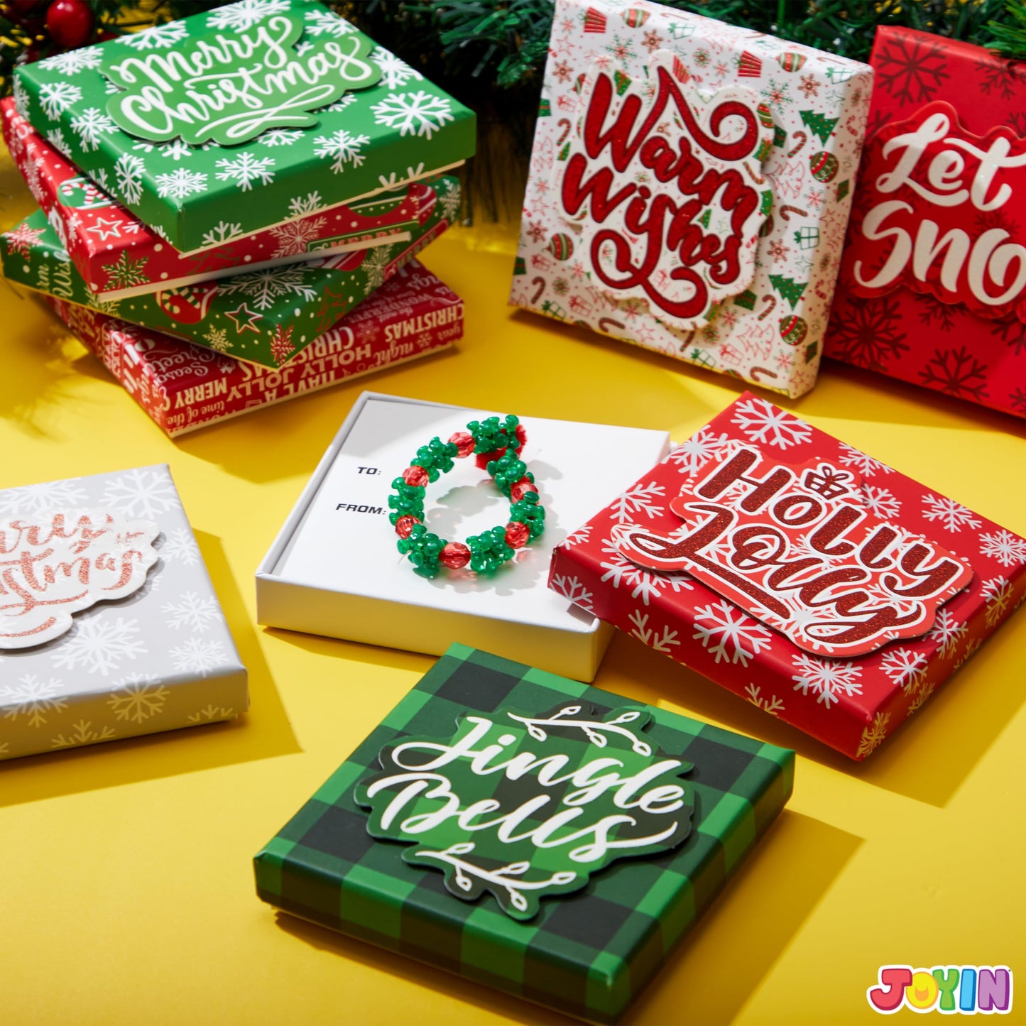 JOYIN 9 PCS Christmas Card Holders Gift Boxes, Square Gift Card Boxes for Holiday, Cash Holder Gift Boxes, Christmas Candy Wrapping Paper, Gift Extra-Special