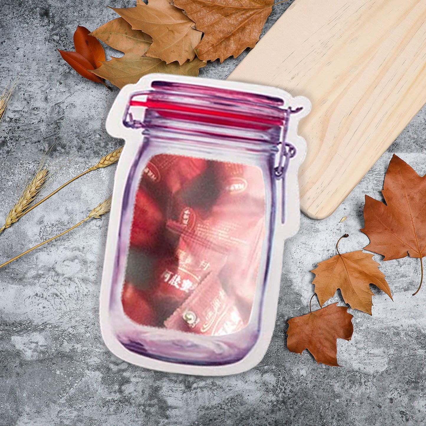 Enkrio 18Pcs Mason Jar Zipper Bags Resuable Snack Bags Portable Food Storage Snack Zipper Bags for Kitchen Travel Camping Picnic Organizer (18M)