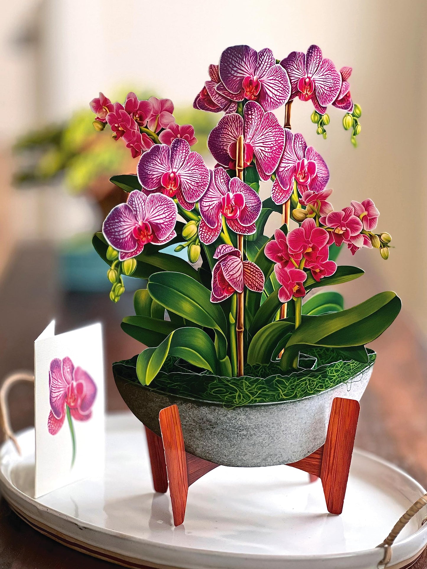 Freshcut Paper Pop Up Cards, Orchid Oasis, 12 Inch Life Sized Forever Flower Bouquet 3D Popup Greeting Card, Anniversary Card, Mother's Day, Blank Notecard & Envelope