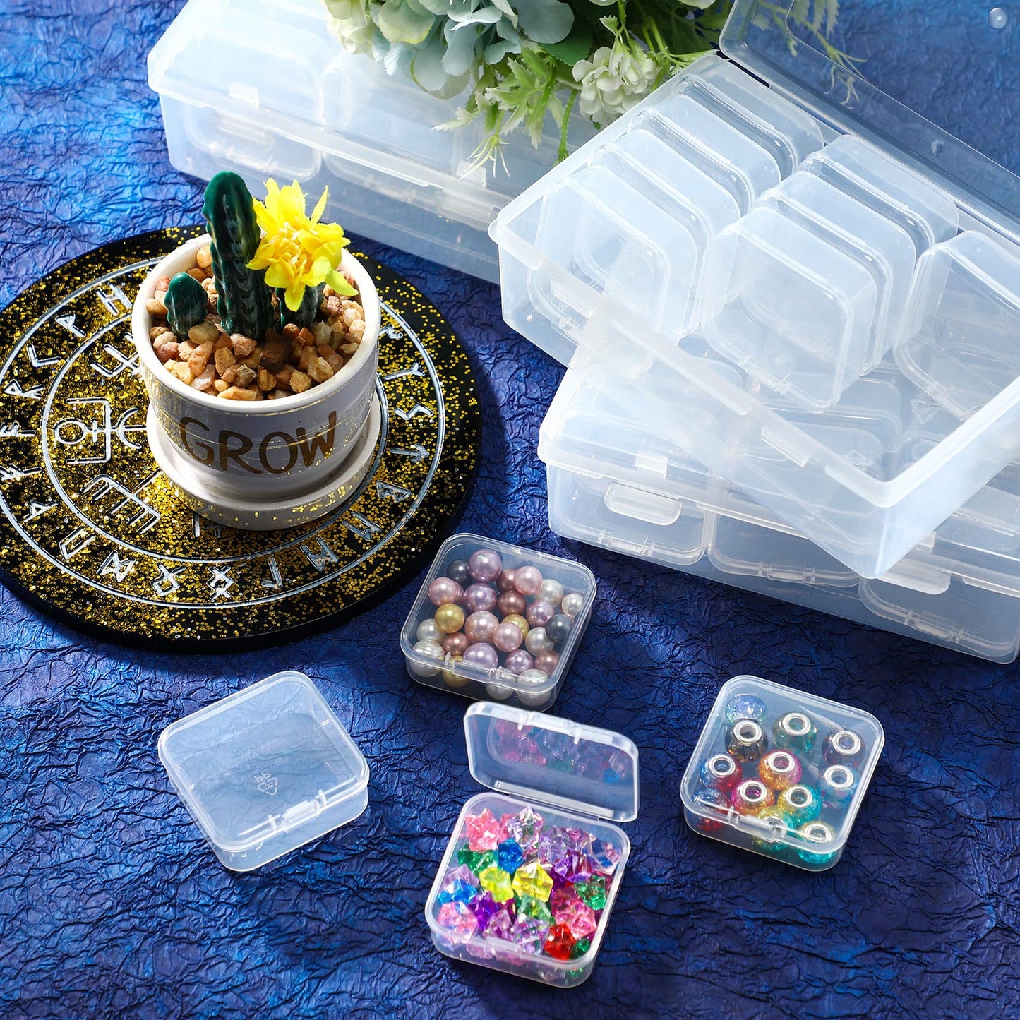 3 Sets Clear Plastic Storage Cases Small Beads Organizer Container Transparent Boxes with Hinged Lid for Small Items with Hinged Lid and Rectangle Clear Craft Supply Cases(2.12 x 2.12 x 0.79 Inches)