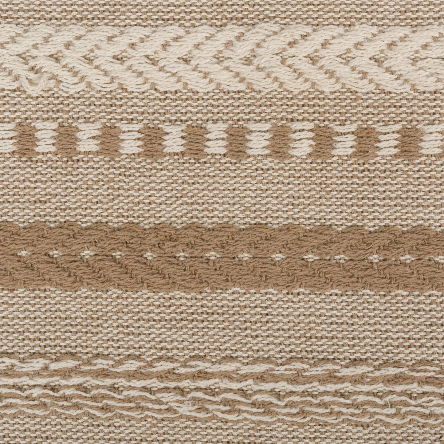 Farmhouse Braided Stripe Table Runner Collection, 15x72 (15x77, Fringe Included), Stone