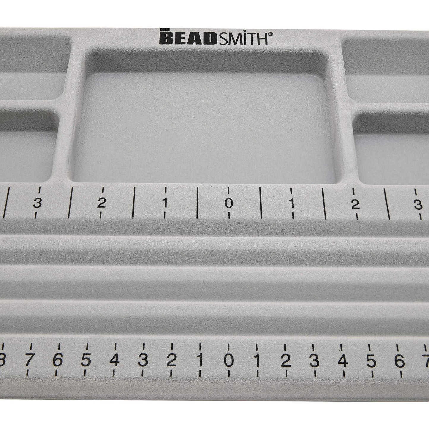 The Beadsmith Mini Bead Board, Grey Flocked, 4 Straight Channels, 5 Recessed Compartments, 7.75 x 11.25 inches, design boards for creating bracelets, necklaces and other jewelry