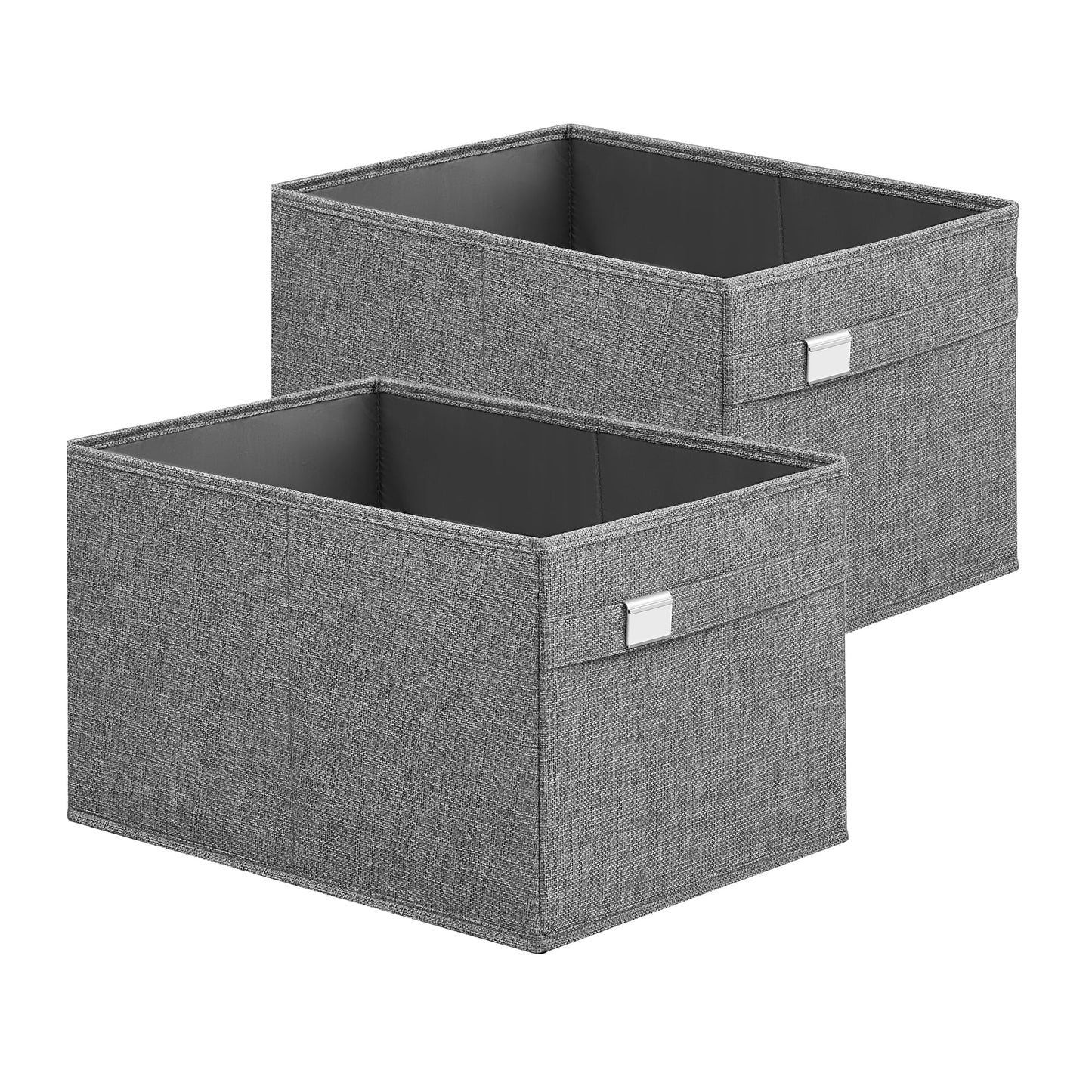 SONGMICS Storage Baskets, Set of 2 Extra Large Storage Bins for Organizing, 15.7 x 11.8 x 9.8 Inches, Fabric Storage Cubes for Shelves, Easy to Clean, Foldable, 2 Handles, Dove Gray UROB240G02