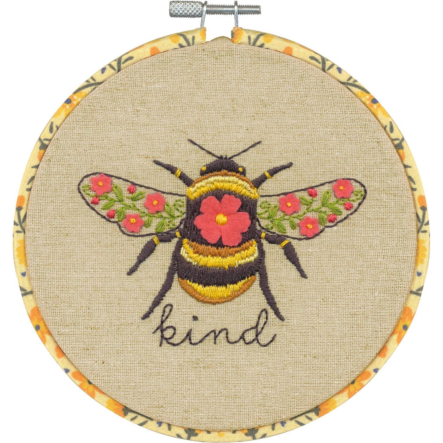 Dimensions 72-76314 Bee Kind Animal Embroidery Starter Kit for Beginners, 6" D, Multicolor, 6pcs