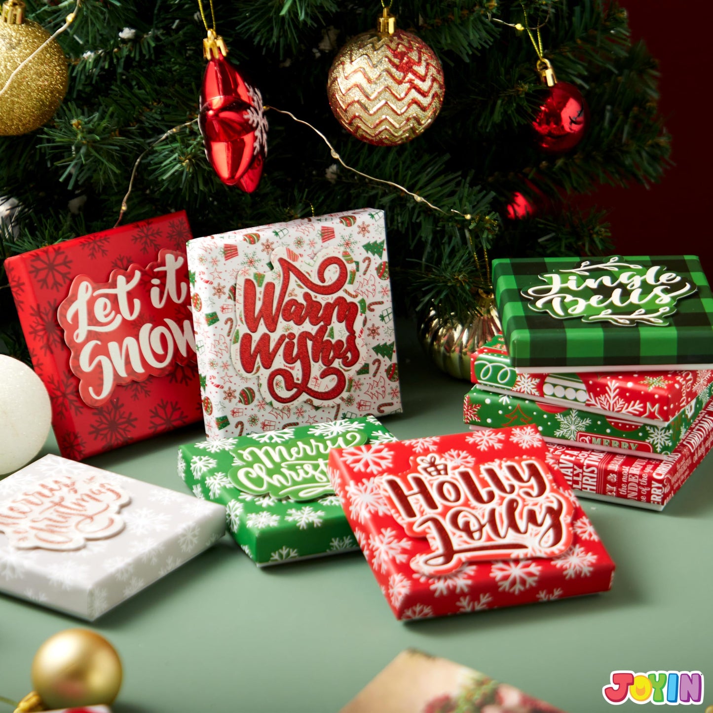 JOYIN 9 PCS Christmas Card Holders Gift Boxes, Square Gift Card Boxes for Holiday, Cash Holder Gift Boxes, Christmas Candy Wrapping Paper, Gift Extra-Special