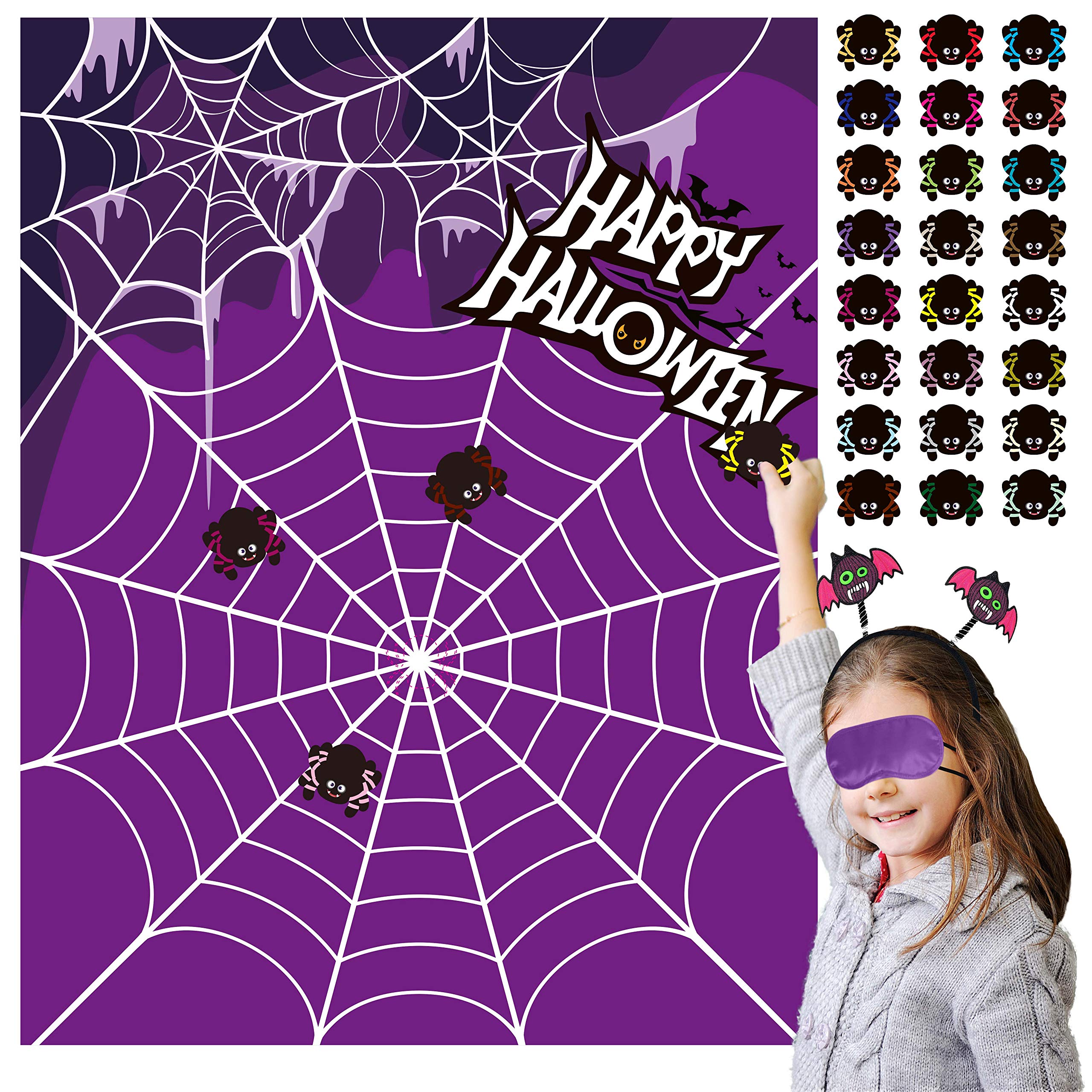 Halloween Games for Kids, Pin the Spider on the Web Party Games Activi ...