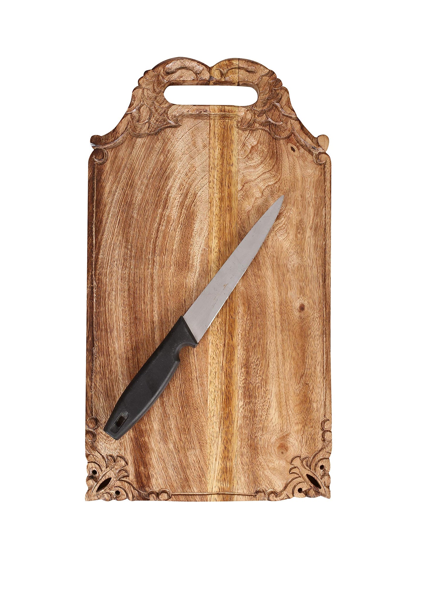 Mango wood hand carved Chopping & Serving Tray for kitchen, dining table and outdoor SIZE 16.5x9x0.95 inch