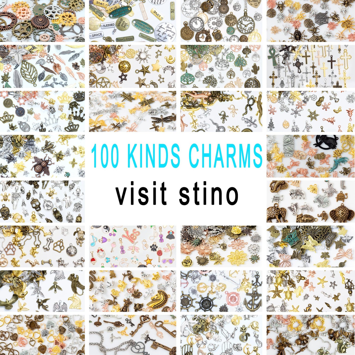 stino 100g Metal Chandelier Charms for Jewelry Making, Bulk Silver & Gold Charms forEarring Necklace Jewelry Making and Findings (Linker Silver & Gold)