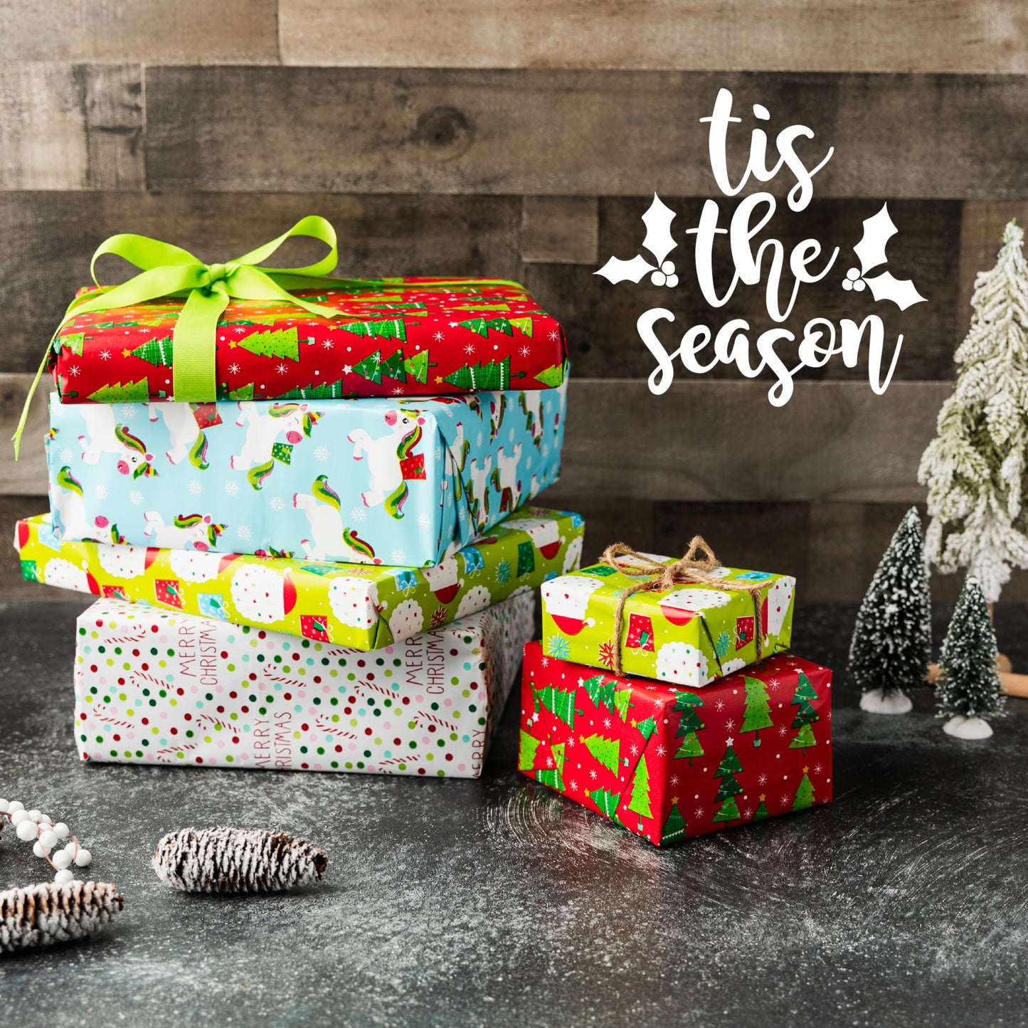 Christmas Wrapping Paper Sheets For Kids- 20 Precut Sheets Christmas Gift Wrap Paper- Christmas Paper Wrapping Sheets (30"x20")- 4 Unique Patterns of Holiday Wrapping Paper, 20 Sheets