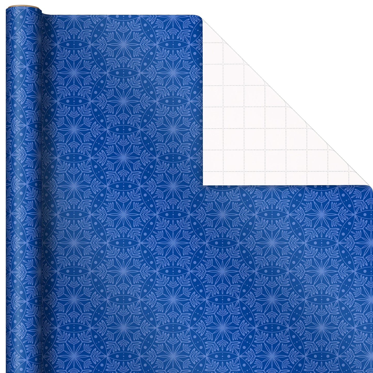 Arts Blue Christmas Wrapping Paper with Cut Lines on Reverse (4 Rolls: 120 sq. ft. ttl) Snowmen, Snowflakes, Blue and White Stripes