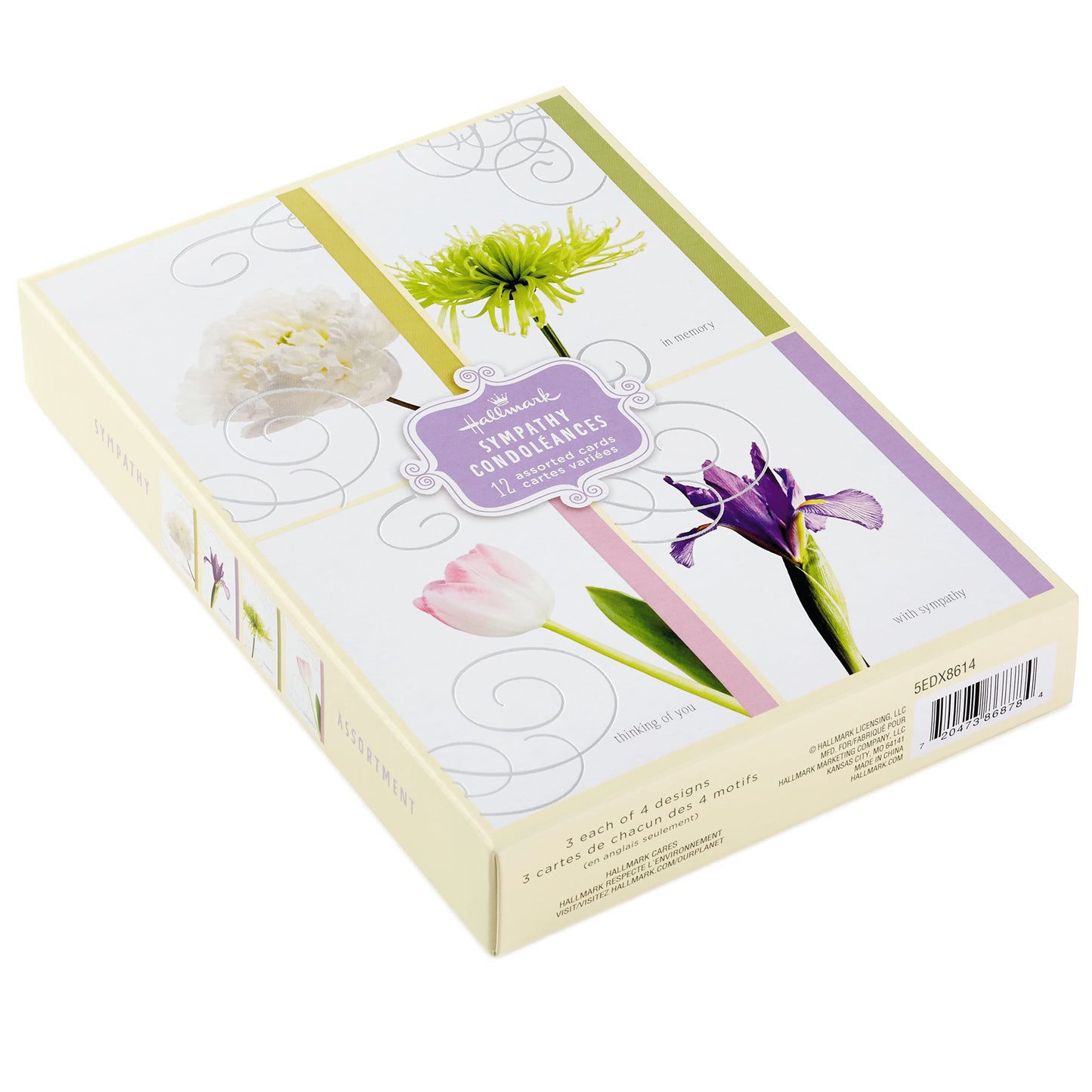 Assorted Sympathy Cards (Flowers, 12 Cards and Envelopes)