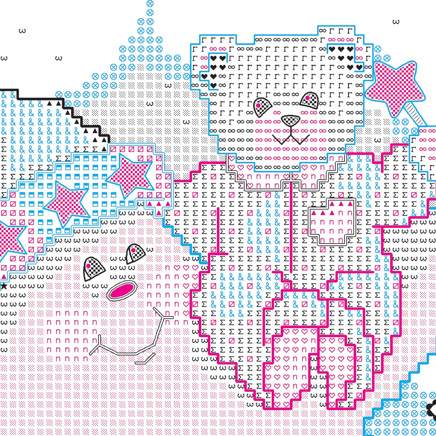 Twinkle Twinkle Twinkle Quilt Stamped Cross Stitch Kit, 34'' W x 43'' H White