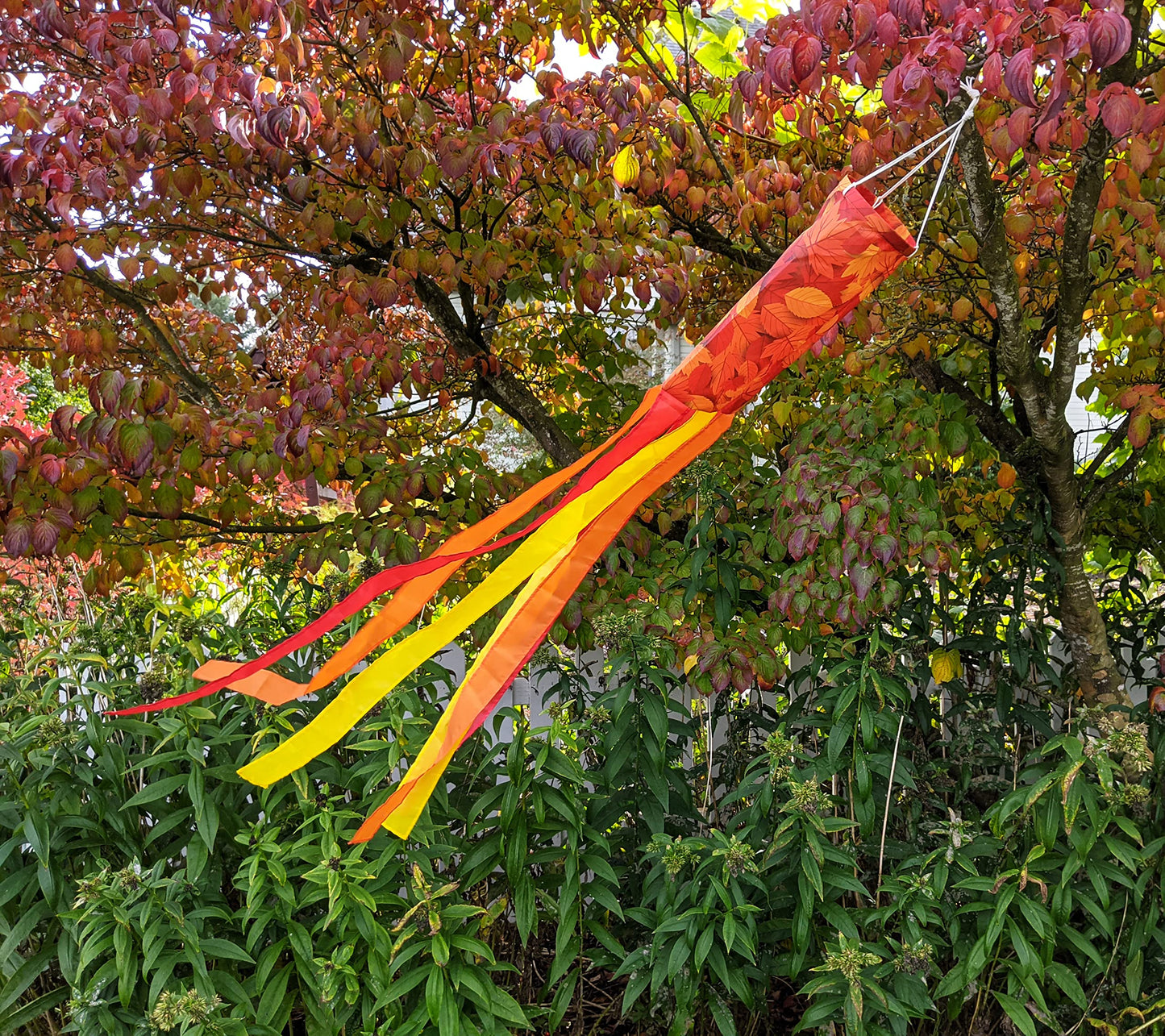 Fall Leaves Windsock | Durable Outdoor Hanging Wind Decoration | Patio, Porch, Yard | 48 Inch