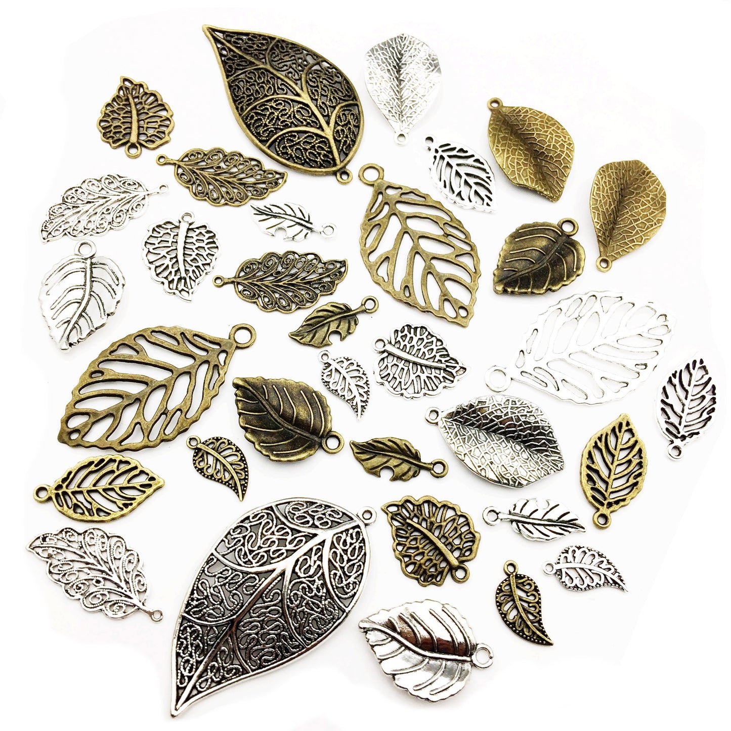 iloveDIYbeads 100g Craft Supplies Mixed Tree Leaves Pendants Beads Charms Pendants for Crafting, Jewelry Findings Making Accessory For DIY Necklace Bracelet (M091)