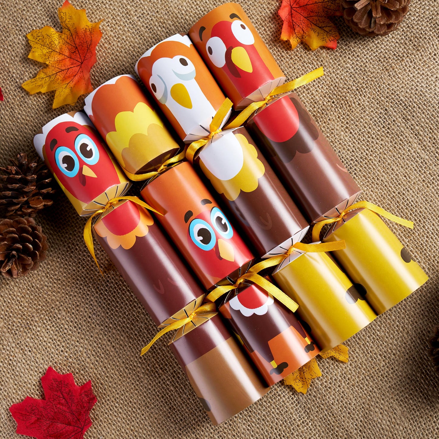 8 PACK Thanksgiving Non-Snap Party Favor, Turkey Style Thanksgiving Party Games for Fall Holiday, No Snap Party Table Favor Set with Joke Dice & Gifts, Holiday Prizes for Kids Adults