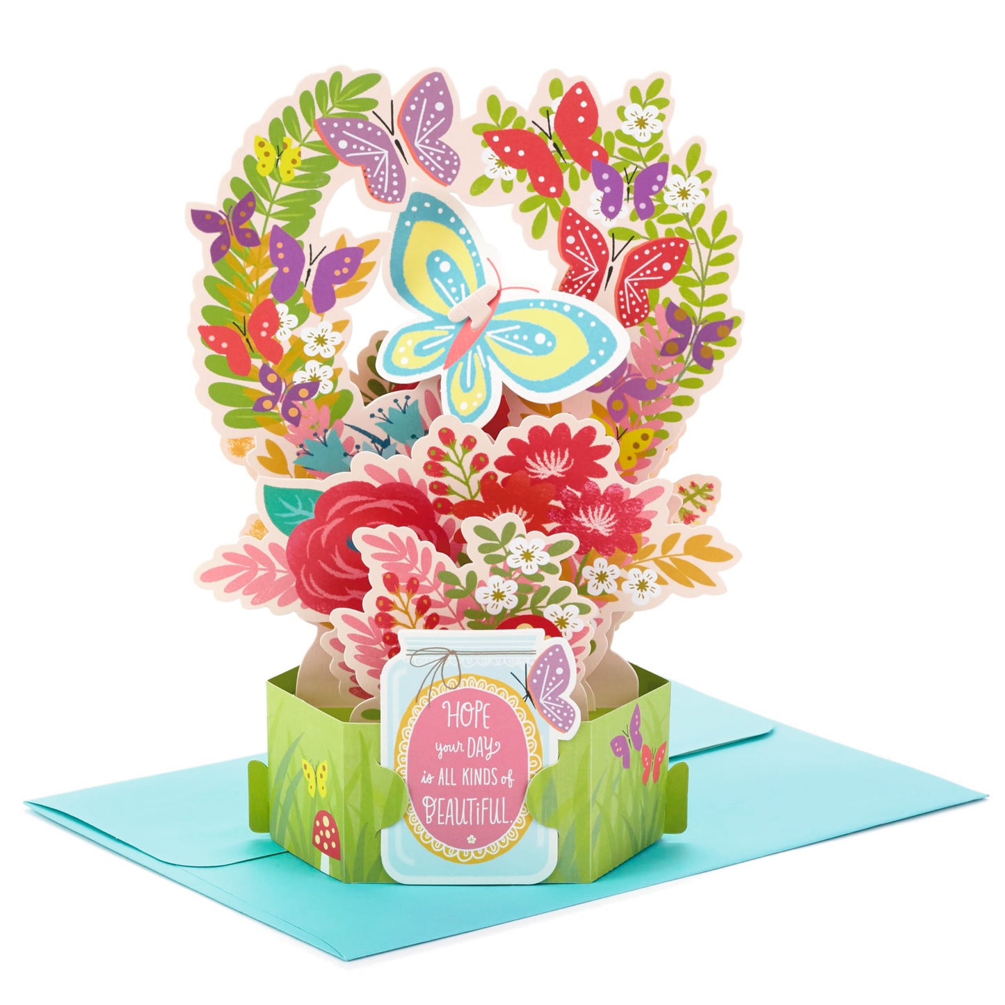 Hallmark Paper Wonder Pop Up Card for Birthday, Thinking of You, Congrats, or Any Occasion (Flowers and Butterflies)