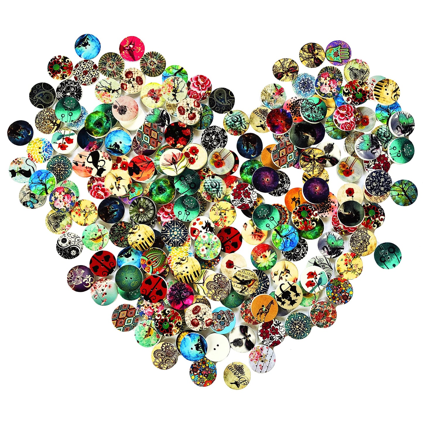 Esoca 200Pcs Wood Buttons for Crafts 20mm Wooden Craft Buttons with 2 Holes for DIY Sewing Craft Decorative