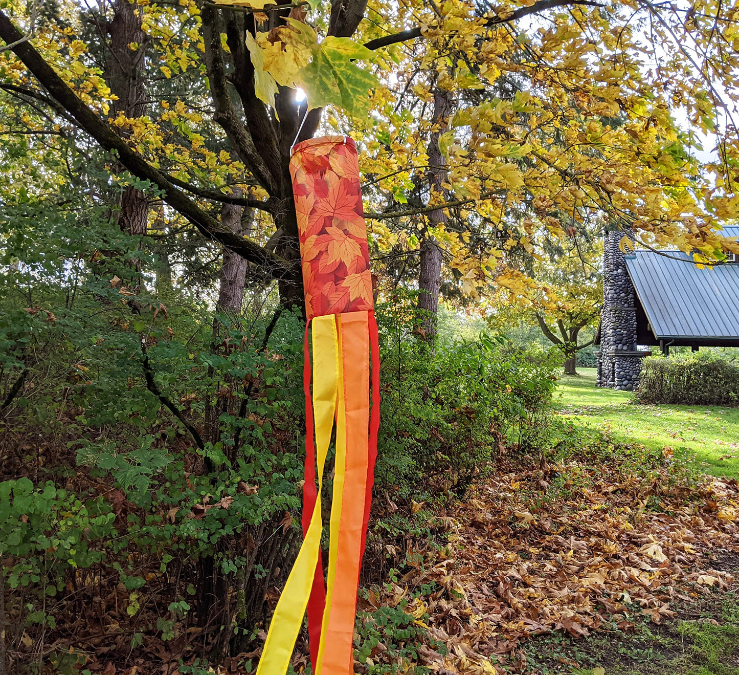 Fall Leaves Windsock | Durable Outdoor Hanging Wind Decoration | Patio, Porch, Yard | 48 Inch