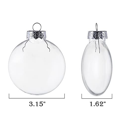Kingrol 15 Pack Ornament Discs, 3.15 Inch Clear Plastic Fillable Ornament Ball for DIY Craft Projects, Christmas, Wedding, Party, Home Decor