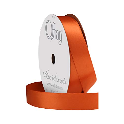 Berwick Offray 070253 5/8" Wide Single Face Satin Ribbon, Torrid Orange, 6 Yds