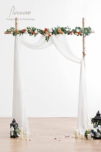 Floroom Wedding Arch Draping Fabric 2 Panels 20Ft White Chiffon Fabric Drapes Arbor Drapery Wedding Ceremony Reception Swag Decorations