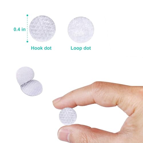 Self Adhesive Dots,1050pcs(525 Pairs) Strong Adhesive 0.39 inch Diameter Sticky Back Hook Nylon, Loop Dots with Waterproof Sticky Glue Tapes, Suitable for Classroom, Office, Home
