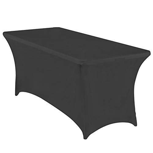 Obstal 6ft Stretch Spandex Table Cover for Standard Folding Tables - Universal Rectangular Fitted Tablecloth Protector for Wedding, Banquet and Party （Black, 72 Length x 30 Width x 30 Height Inches）