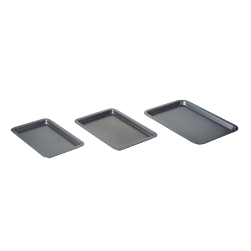 Nifty Cookie & Baking Sheets (Set of 3) – Non-Stick Coated Steel, Dishwasher Safe, Oven Safe up to 450 Degrees, includes Large/Med/Small Pans
