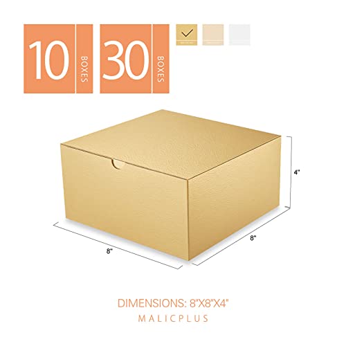 MALICPLUS 10 Gold Gift Boxes 8x8x4 Inches Premium Gift Boxes Paper Gift Boxes with Lids, Bridesmaid Proposal Boxes, Boxes for Gifts Grass Texture Gold