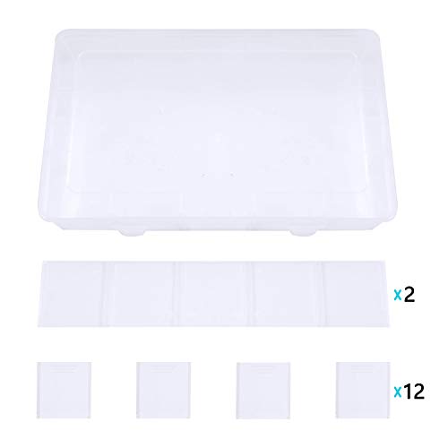 Gospire 15 Large Grids Clear Plastic Jewelry Box Organizer Storage Container with Removable Dividers (15 Grids - Clear)