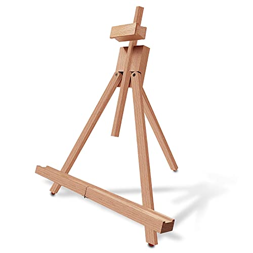 Miratuso Painting Easel, Folding Wooden Tabletop Easel Stand Holds Highest to 21" Canvas, Portable Desktop Easel Suitable for Artists, Beginners, Students