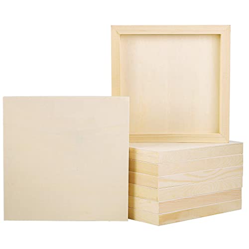 ADXCO 8 Pack Wood Panels 8 x 8 Inch Unfinished Wood Canvas Wooden Panel Boards for Painting, Pouring, Arts Use with Oils, Acrylics