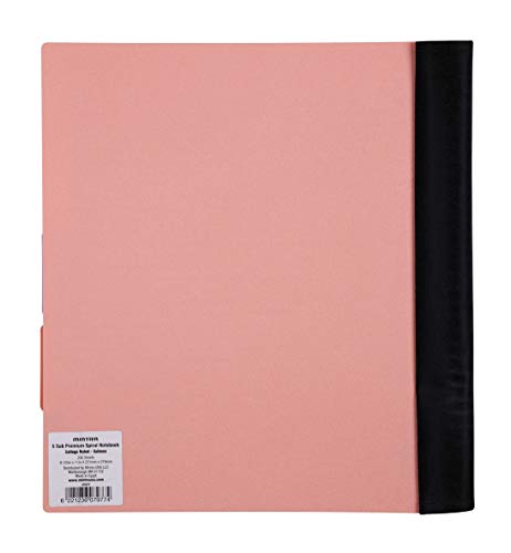 Mintra Office Durable PREMIUM Spiral Notebook, ((Salmon, 5 Subject (8.5in x 11in)), Fabric Covered Coils, No Snags, College Ruled, Adjustable PocketDividers, Ruler, Organization, School