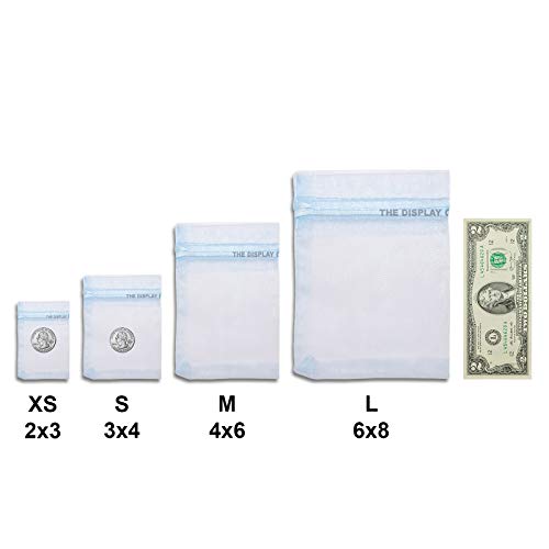 TheDisplayGuys 100-Pack 3x4 Blue Sheer Organza Gift Bags with Drawstring, Jewelry Candy Treat Wedding Party Favors Mesh Pouch