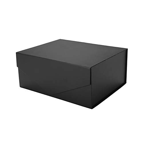 PACKHOME Gift Box 9x6.5x3.8 Inches, Groomsman Box, Rectangle Collapsible Box with Magnetic Lid for Gift Packaging (Matte Black, Grain Texture)