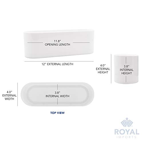 Royal Imports Flower Vase Acrylic Oval - Decorative Centerpiece for Home or Wedding - Non Breakable Plastic, 4" X12 Short Rounded - White