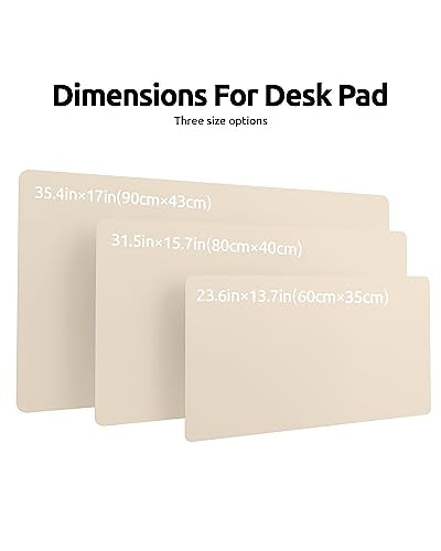 YSAGi Leather Desk Pad Protector, Office Desk Mat, Large Mouse Pad, Non-Slip PU Leather Desk Blotter, Waterproof Laptop Desk Writing Pad for Office and Home (23.6" x 13.8", Eggshell)