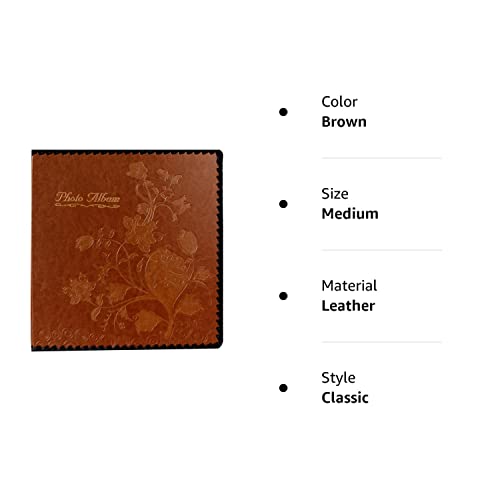 Beautyus Photo Album Book, Family Album, Leather Cover, Holds 3x5, 4x6, 5x7, 6x8, 8x10 Photos (Brown)
